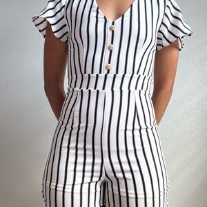 Striped Black and White Jumpsuit